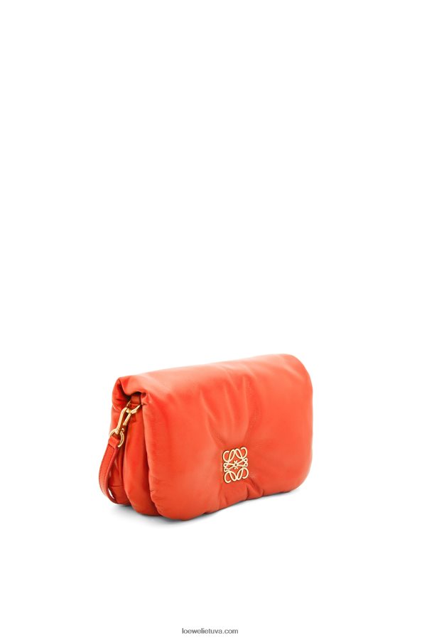 Loewe moterys mini puffer goya krepšys iš blizgios nappa ėriuko odos saulėtekio oranžinė BZ26XN326