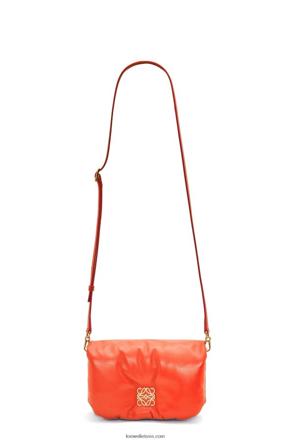 Loewe moterys mini puffer goya krepšys iš blizgios nappa ėriuko odos saulėtekio oranžinė BZ26XN326