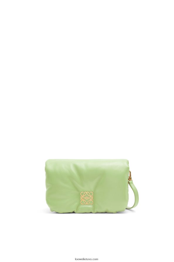 Loewe moterys mini puffer goya krepšys iš blizgios nappa ėriuko odos šviesiai šviesiai žalia BZ26XN247