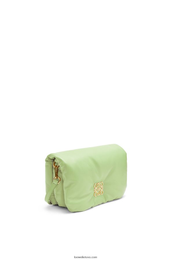 Loewe moterys mini puffer goya krepšys iš blizgios nappa ėriuko odos šviesiai šviesiai žalia BZ26XN247