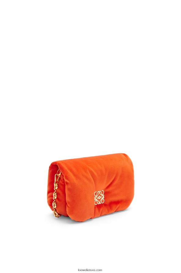 Loewe moterys mini puffer goya maišelis iš aksomo koralų raudonumo BZ26XN249