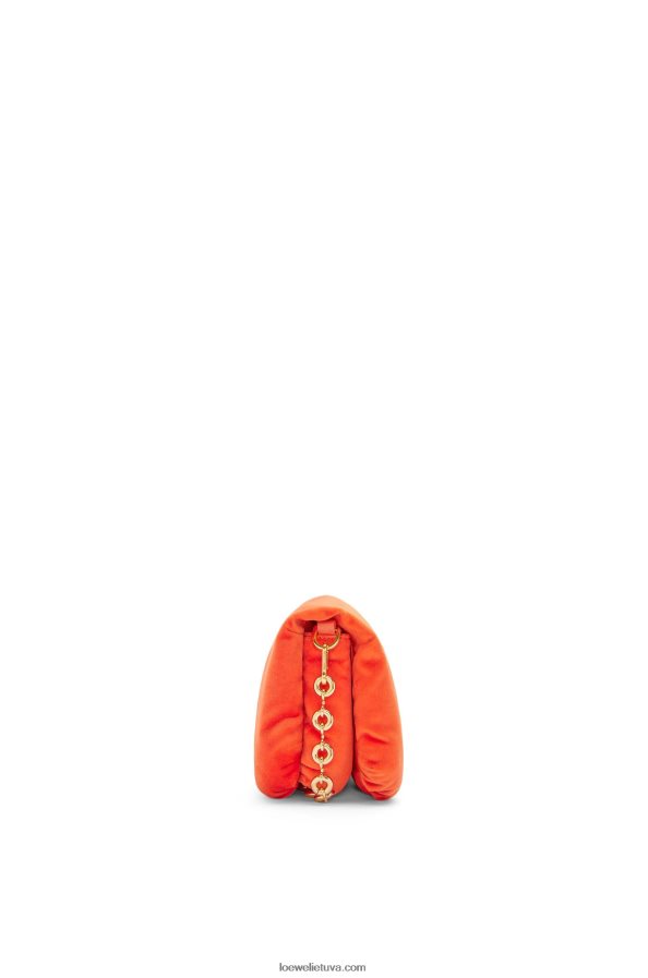 Loewe moterys mini puffer goya maišelis iš aksomo koralų raudonumo BZ26XN249