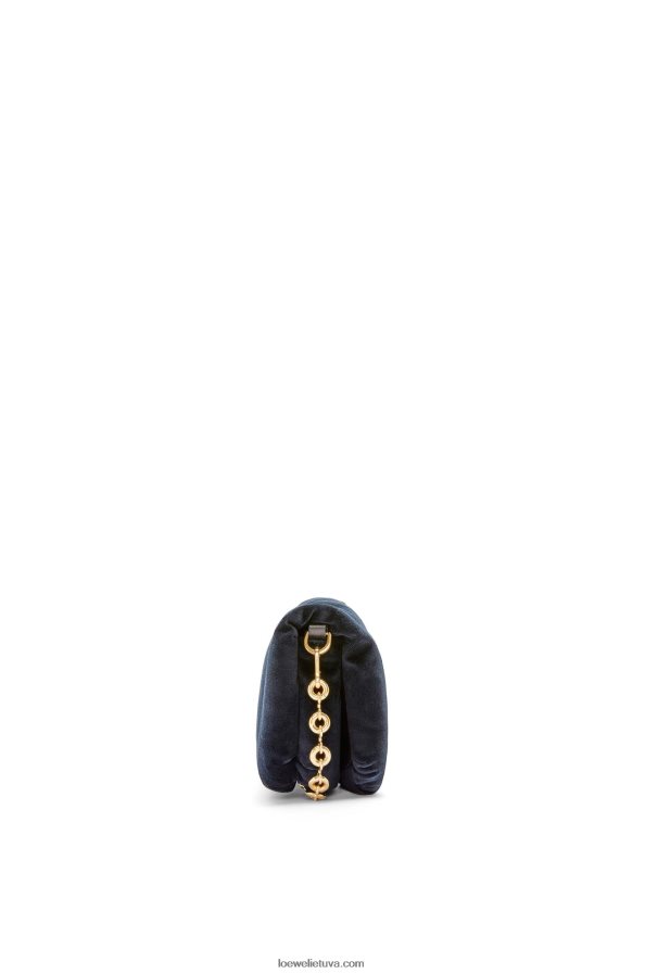 Loewe moterys mini puffer goya maišelis iš aksomo tamsiai mėlyna BZ26XN250