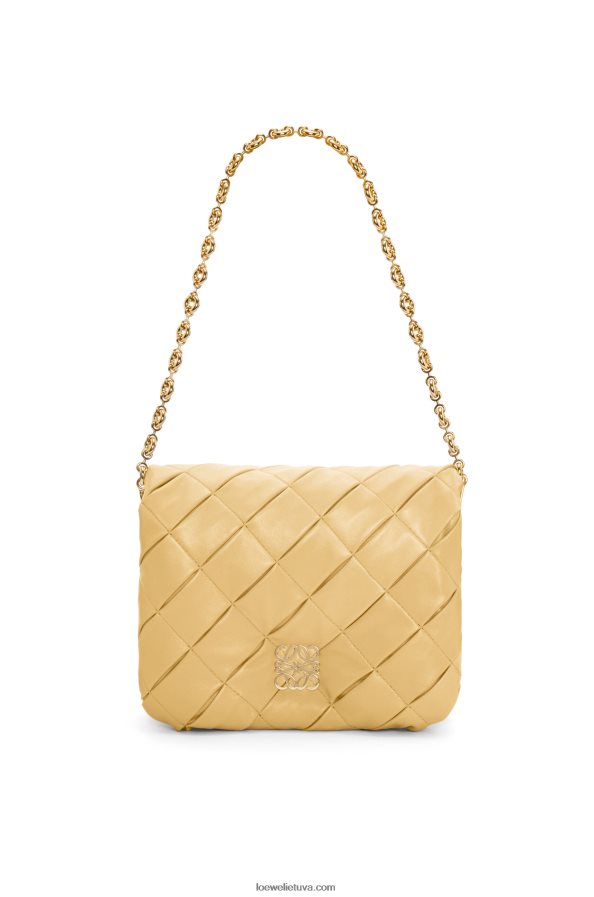 Loewe moterys pūkuotas goja iš klostuoto blizgaus napos ėriuko odos tamsus sviestas BZ26XN381