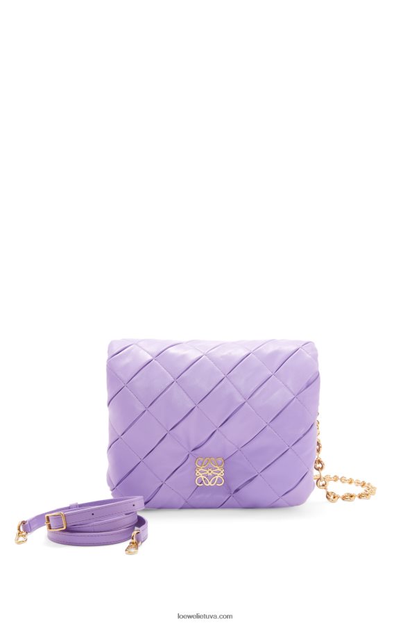 Loewe moterys pūkuotas goja iš klostuoto blizgaus napos ėriuko odos šviesiai violetinė BZ26XN379