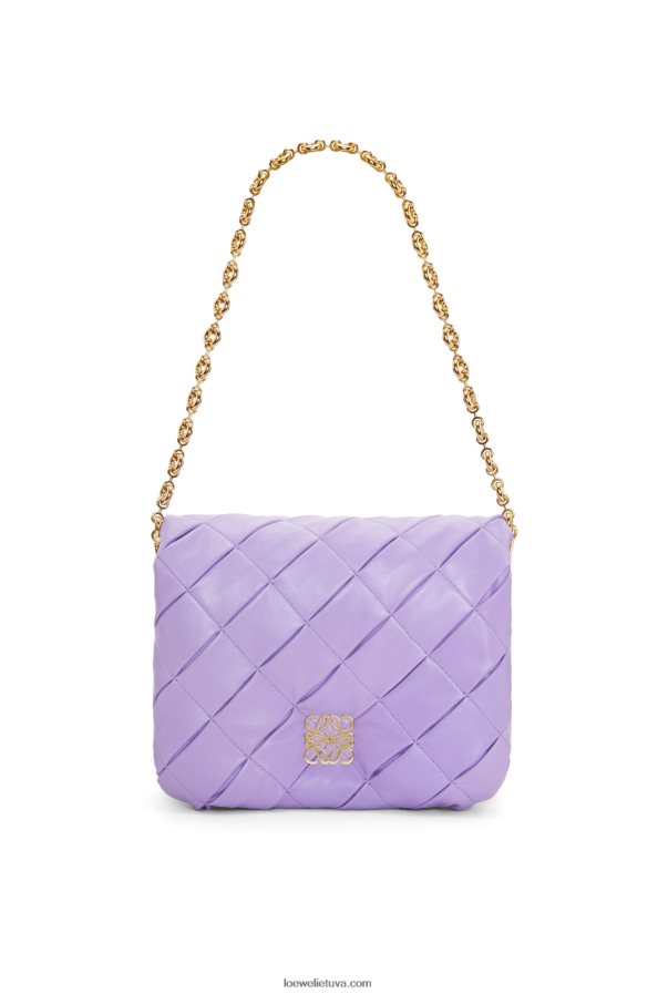 Loewe moterys pūkuotas goja iš klostuoto blizgaus napos ėriuko odos šviesiai violetinė BZ26XN379