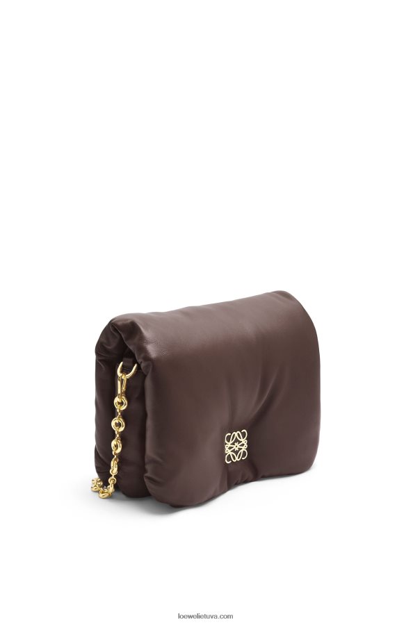Loewe moterys puffer goya krepšys iš blizgios nappa ėriuko odos Juodasis šokoladas BZ26XN383