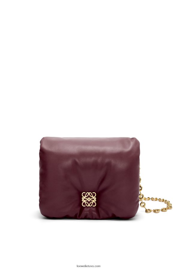 Loewe moterys puffer goya krepšys iš blizgios nappa ėriuko odos bordo BZ26XN416