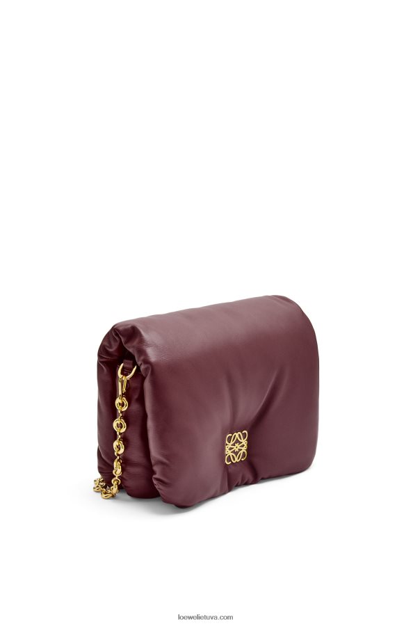 Loewe moterys puffer goya krepšys iš blizgios nappa ėriuko odos bordo BZ26XN416
