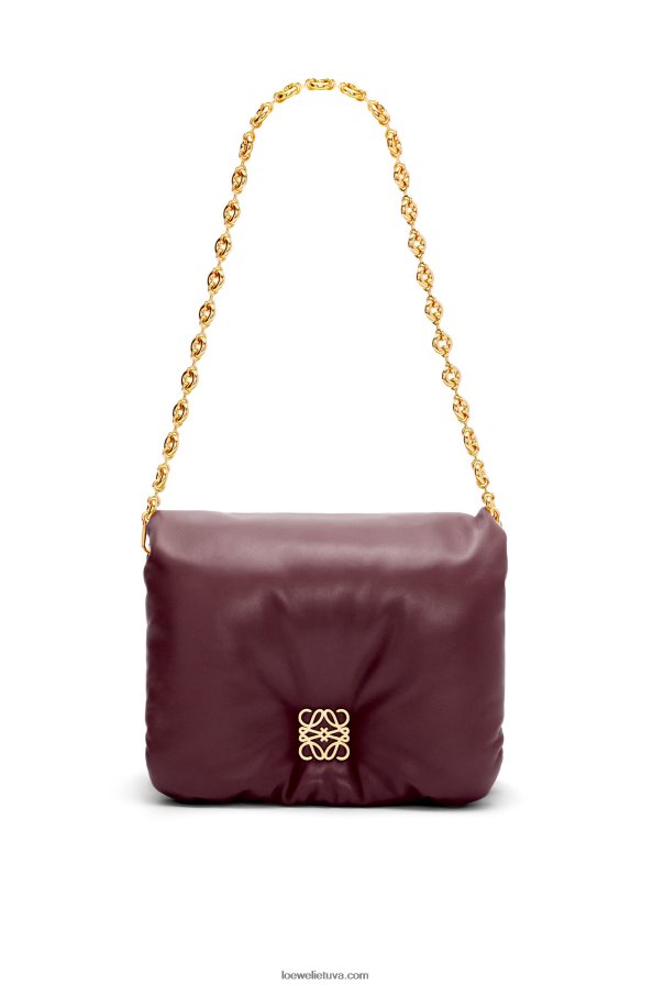 Loewe moterys puffer goya krepšys iš blizgios nappa ėriuko odos bordo BZ26XN416