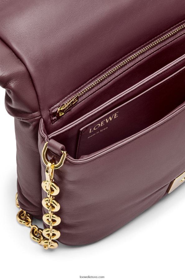 Loewe moterys puffer goya krepšys iš blizgios nappa ėriuko odos bordo BZ26XN416