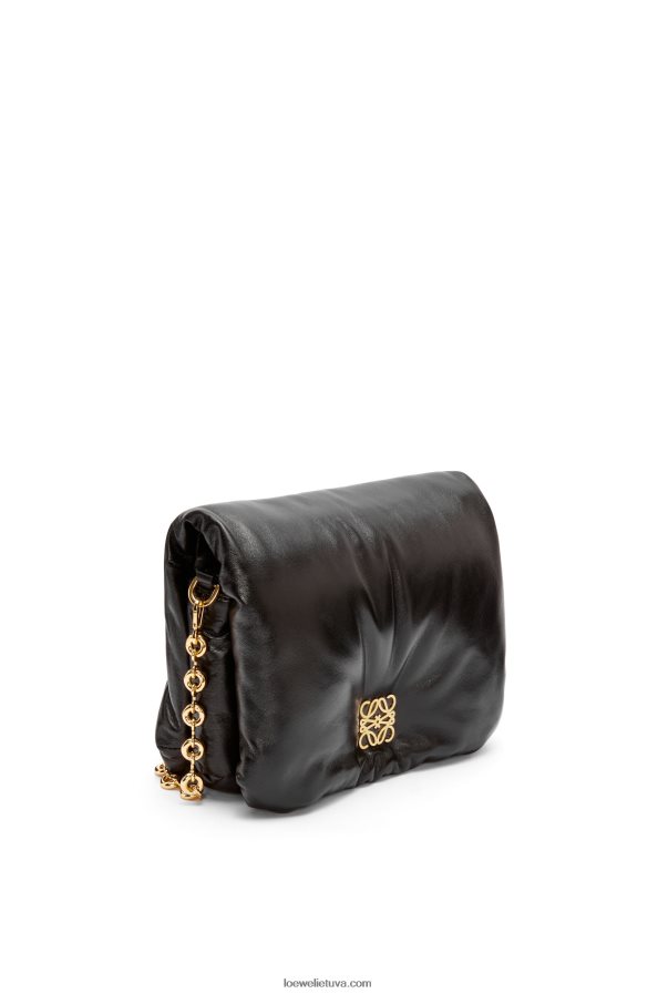Loewe moterys puffer goya krepšys iš blizgios nappa ėriuko odos juodas BZ26XN385