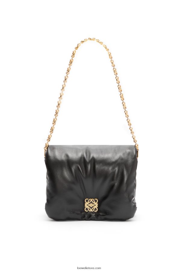 Loewe moterys puffer goya krepšys iš blizgios nappa ėriuko odos juodas BZ26XN385