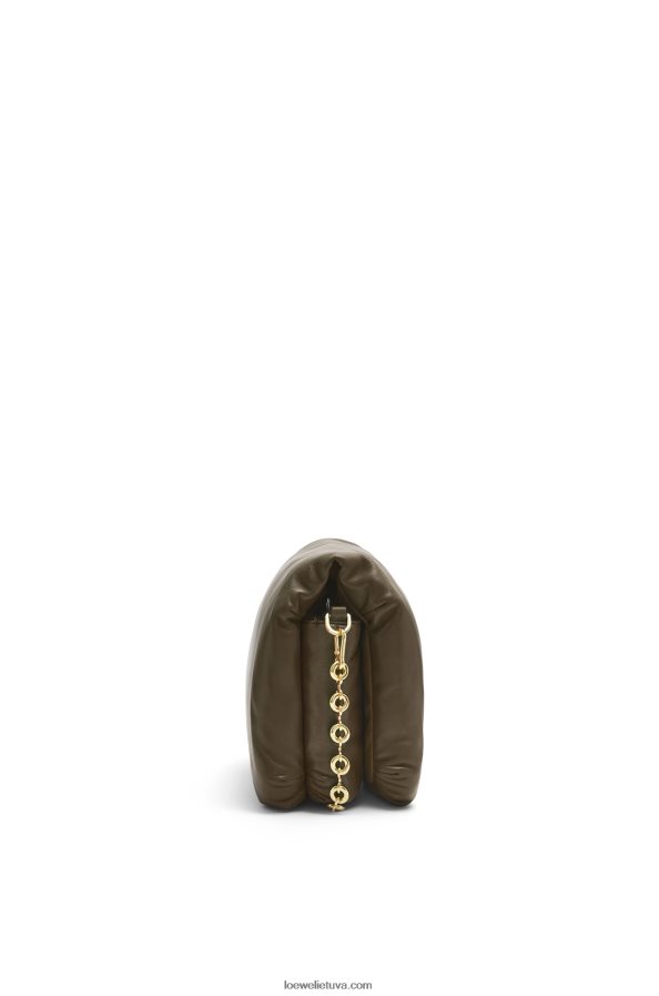 Loewe moterys puffer goya krepšys iš blizgios nappa ėriuko odos tamsiai chaki žalia BZ26XN465