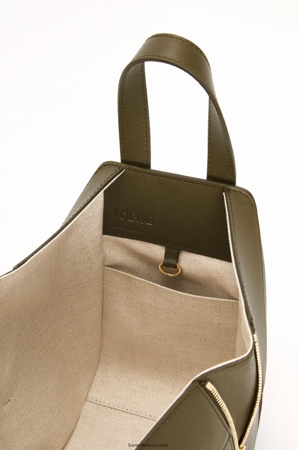 Loewe moterys hamakas kompaktiškas krepšys iš klasikinės blauzdos odos tamsiai chaki žalia BZ26XN372