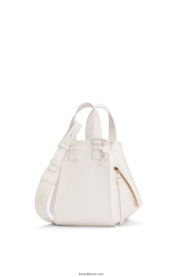 Loewe moterys kompaktiškas hamakas iš satino blauzdos odos balta glazūra BZ26XN462
