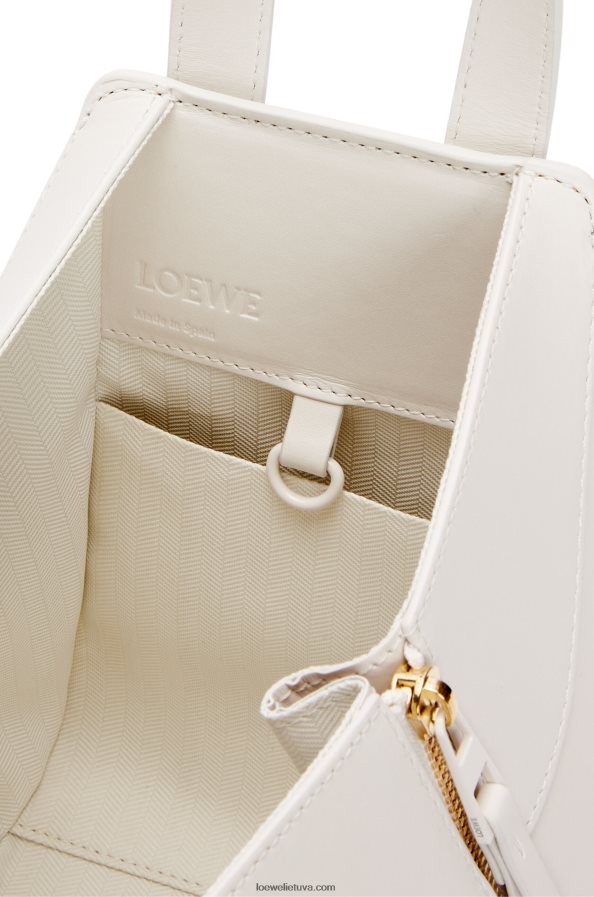 Loewe moterys kompaktiškas hamakas iš satino blauzdos odos balta glazūra BZ26XN462