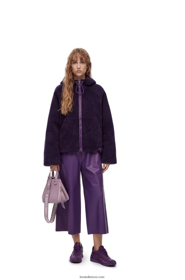 Loewe moterys kompaktiškas hamakas iš satino blauzdos odos blyškus baklažanų glajus BZ26XN312