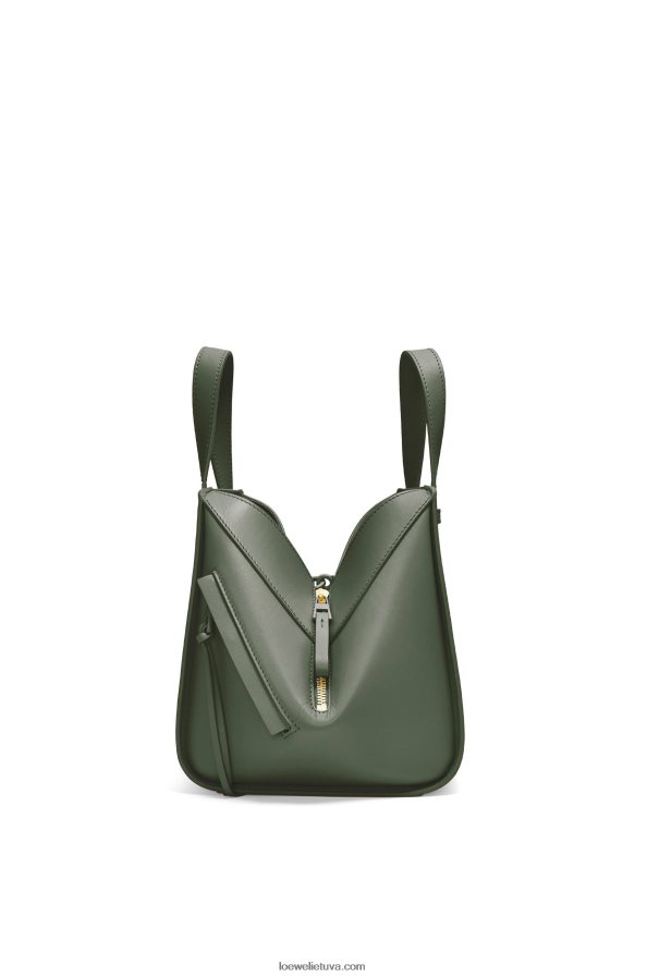 Loewe moterys kompaktiškas hamakas iš satino veršio odos vintažinė chaki BZ26XN461