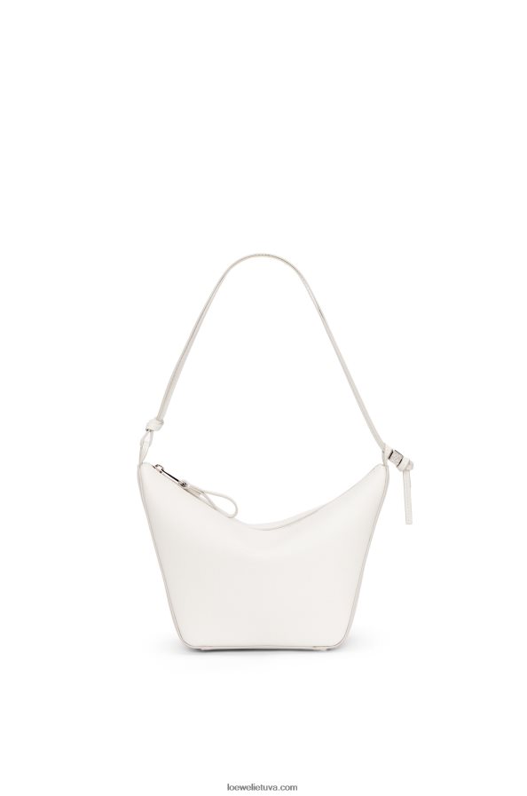 Loewe moterys mini hamakas valkata krepšys iš klasikinės blauzdos odos minkšta balta BZ26XN324
