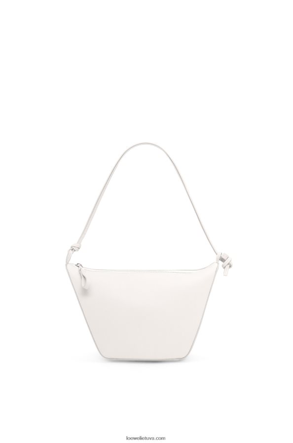 Loewe moterys mini hamakas valkata krepšys iš klasikinės blauzdos odos minkšta balta BZ26XN324