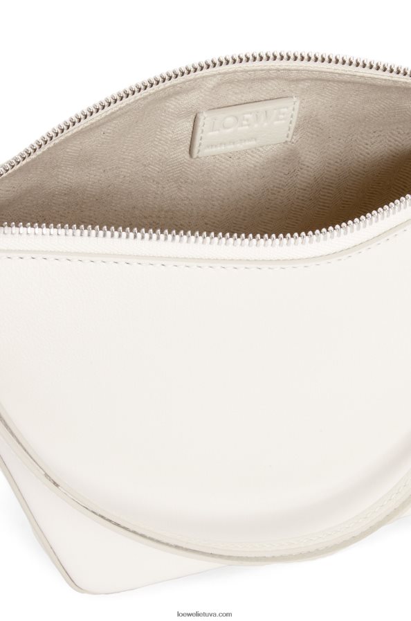 Loewe moterys mini hamakas valkata krepšys iš klasikinės blauzdos odos minkšta balta BZ26XN324