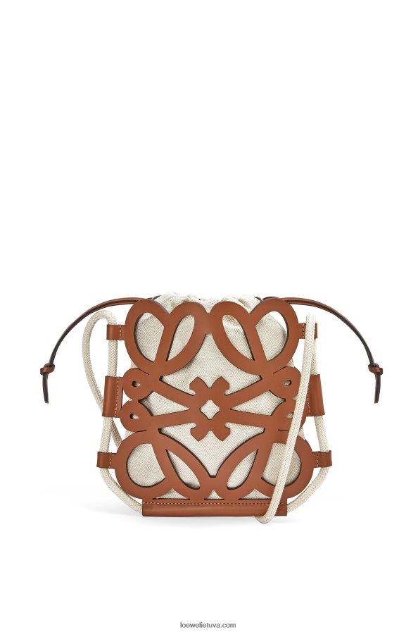 Loewe moterys Anagramos iškirptas kryžminis korpusas iš klasikinės blauzdos ir drobės tan/ecru BZ26XN327