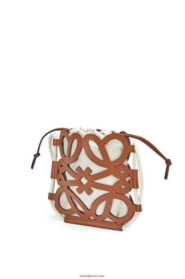 Loewe moterys Anagramos iškirptas kryžminis korpusas iš klasikinės blauzdos ir drobės tan/ecru BZ26XN327