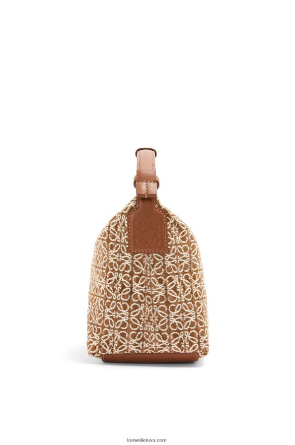 Loewe moterys mažas kubinis maišelis iš anagraminio žakardo ir veršio odos įdegis/pekano riešutas BZ26XN504