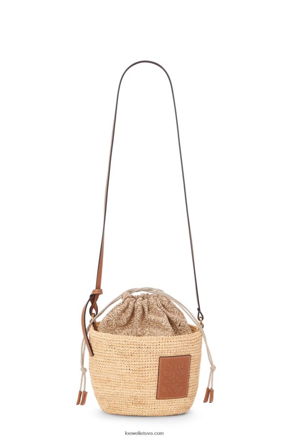 Loewe moterys Pochette krepšys iš rafijos, anagramos žakardo ir veršio odos natūralus/įdegis BZ26XN36