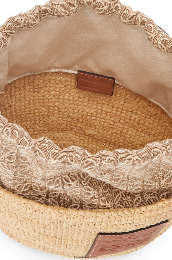 Loewe moterys Pochette krepšys iš rafijos, anagramos žakardo ir veršio odos natūralus/įdegis BZ26XN36
