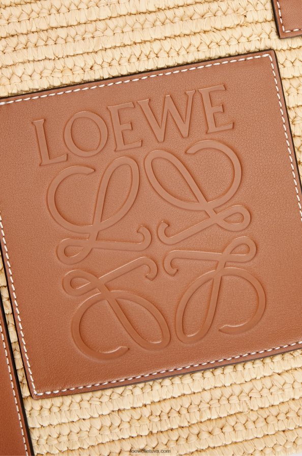 Loewe moterys dramblio krepšelis iš rafijos ir veršiuko odos natūralus/įdegis BZ26XN80