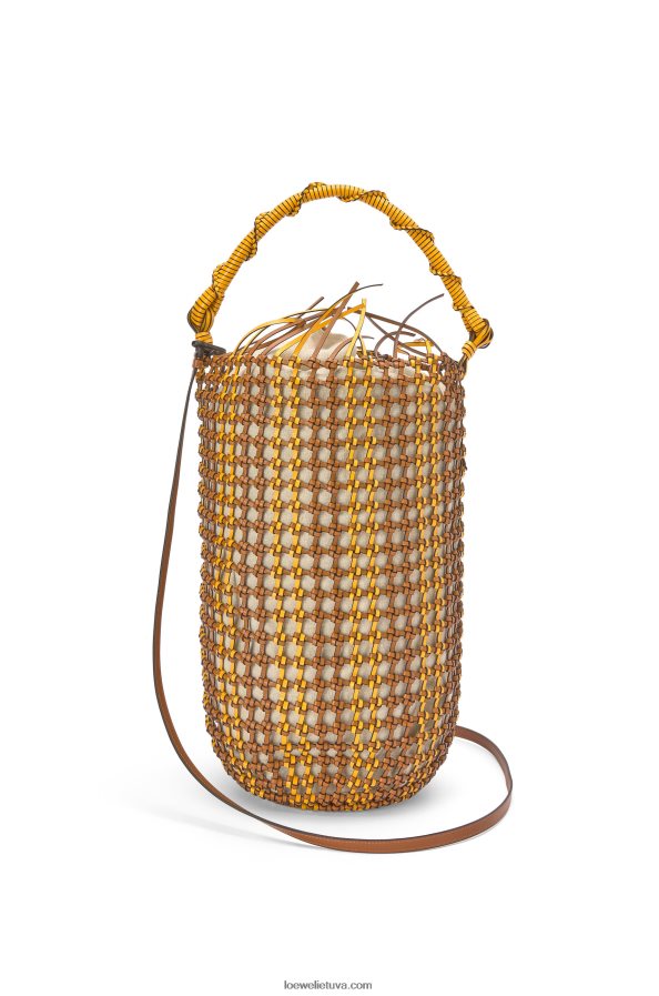 Loewe moterys kibiras tinklinis maišas iš veršio odos rudas/geltonas BZ26XN183