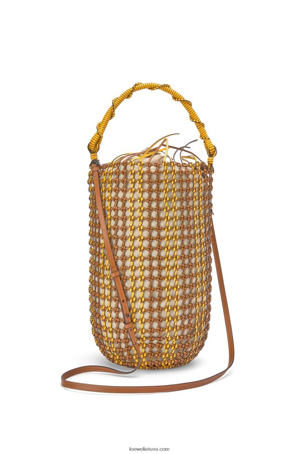 Loewe moterys kibiras tinklinis maišas iš veršio odos rudas/geltonas BZ26XN183