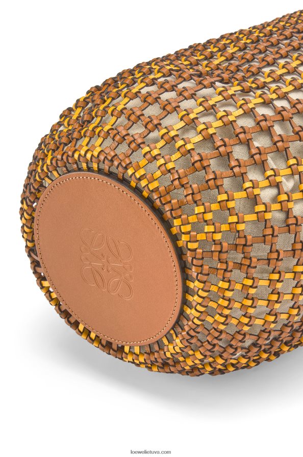 Loewe moterys kibiras tinklinis maišas iš veršio odos rudas/geltonas BZ26XN183