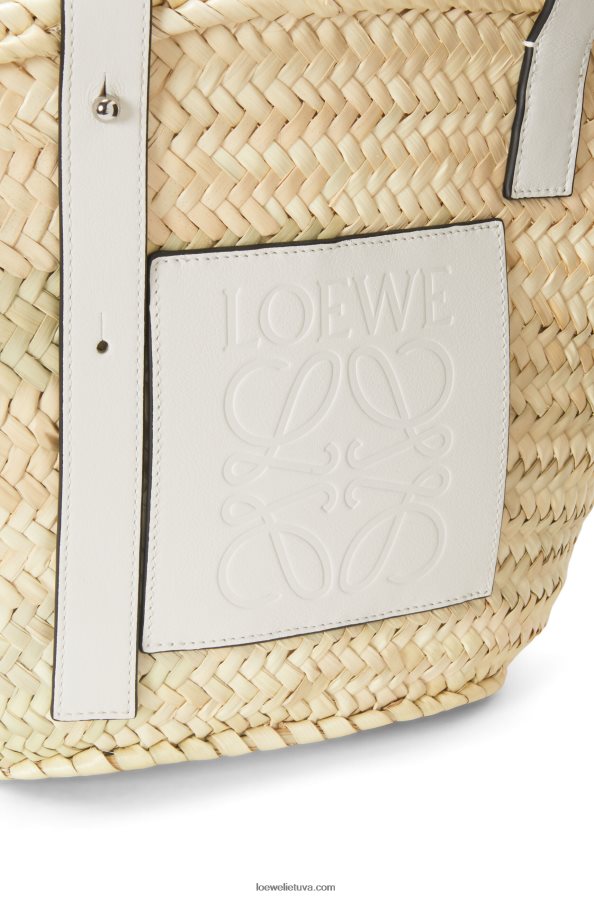 Loewe moterys krepšelis iš palmių lapų ir veršiuko odos natūralus/baltas BZ26XN49