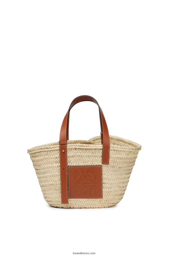Loewe moterys krepšelis iš palmių lapų ir veršiuko odos natūralus/įdegis BZ26XN21