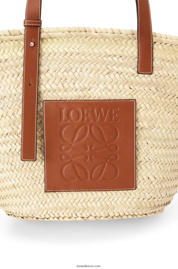 Loewe moterys krepšelis iš palmių lapų ir veršiuko odos natūralus/įdegis BZ26XN21