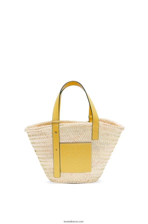 Loewe moterys krepšelis iš palmių lapų ir veršiuko odos tamsiai geltona BZ26XN51