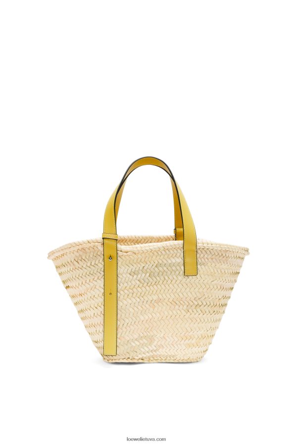 Loewe moterys krepšelis iš palmių lapų ir veršiuko odos tamsiai geltona BZ26XN51