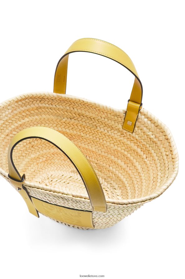 Loewe moterys krepšelis iš palmių lapų ir veršiuko odos tamsiai geltona BZ26XN51