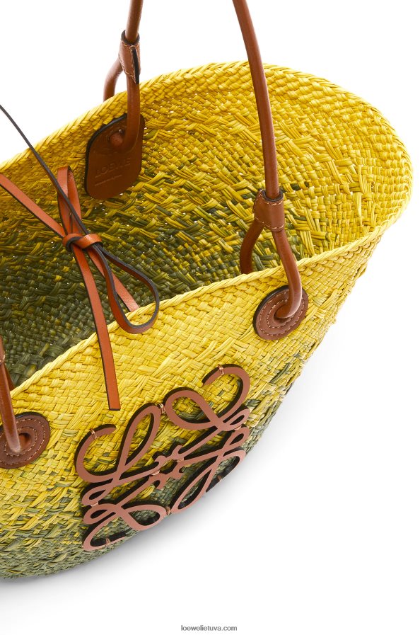 Loewe moterys mažas anagraminis krepšelis iš irakos delno ir veršio odos chaki žalia/geltona BZ26XN64