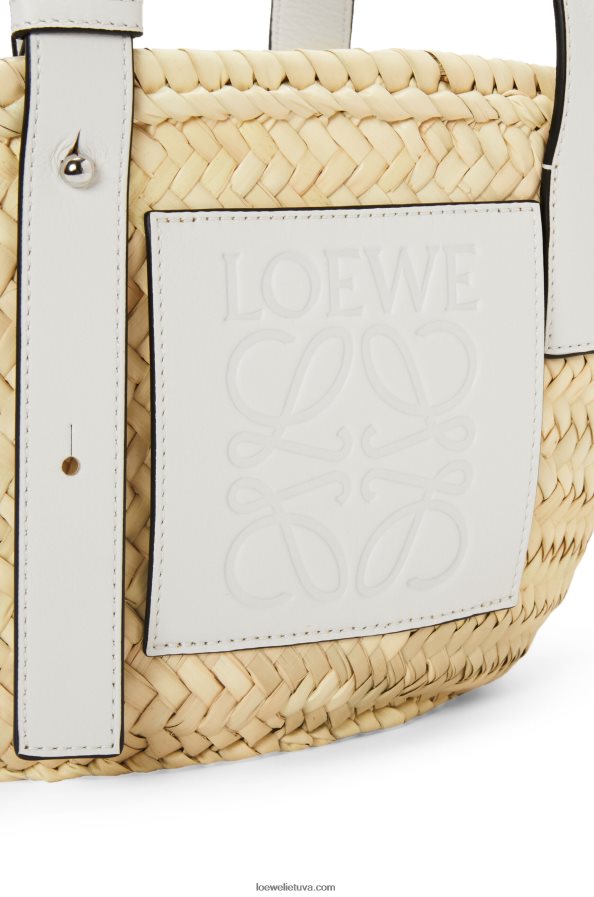 Loewe moterys mažas krepšelis iš palmių lapų ir veršiuko odos natūralus/baltas BZ26XN48