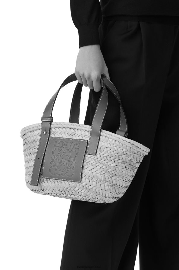 Loewe moterys mažas krepšelis iš palmių lapų ir veršiuko odos natūralus/vandenynas BZ26XN81