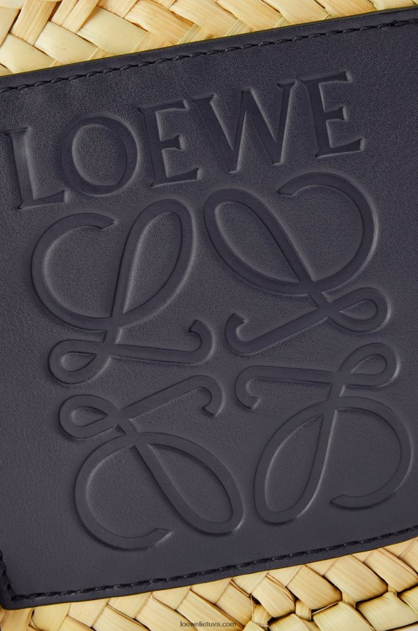 Loewe moterys mažas krepšelis iš palmių lapų ir veršiuko odos natūralus/vandenynas BZ26XN81