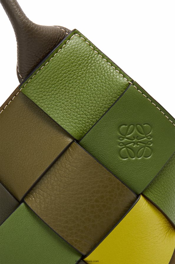Loewe moterys mažas perteklinis odinis austinis krepšys iš klasikinės blauzdos odos žalias BZ26XN103