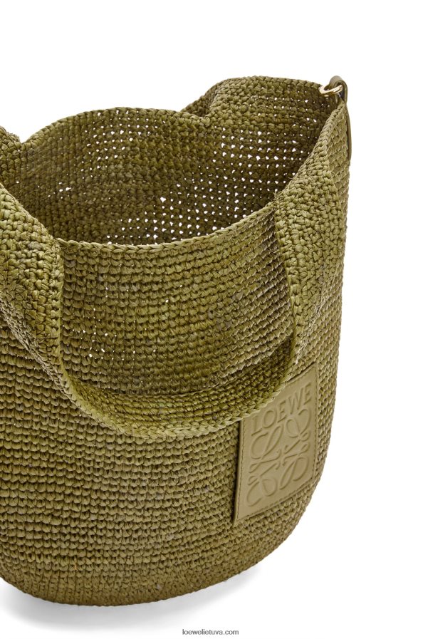 Loewe moterys mini maišelis iš rafijos ir veršiuko odos alyvuogių BZ26XN9