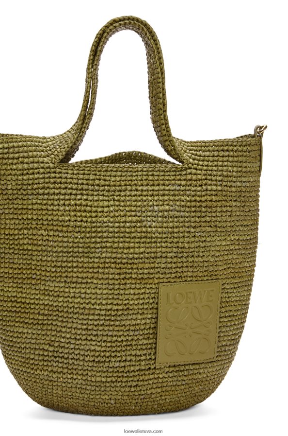 Loewe moterys mini maišelis iš rafijos ir veršiuko odos alyvuogių BZ26XN9