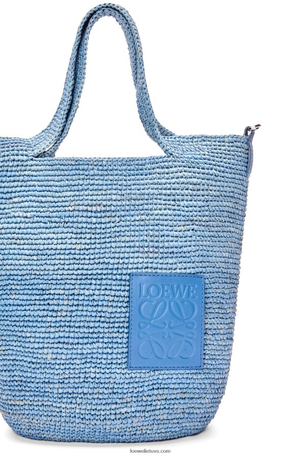 Loewe moterys mini maišelis iš rafijos ir veršiuko odos džinsinio mėlynumo BZ26XN4