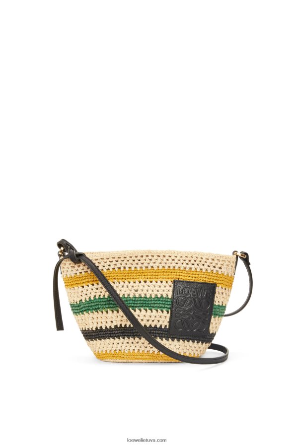 Loewe moterys pochette iš dryžuotos rafijos ir veršiuko odos natūralus/daugiaspalvis BZ26XN25